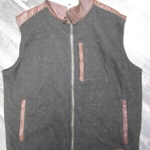 Overland Men's Olive Green & Brown Leather Vest